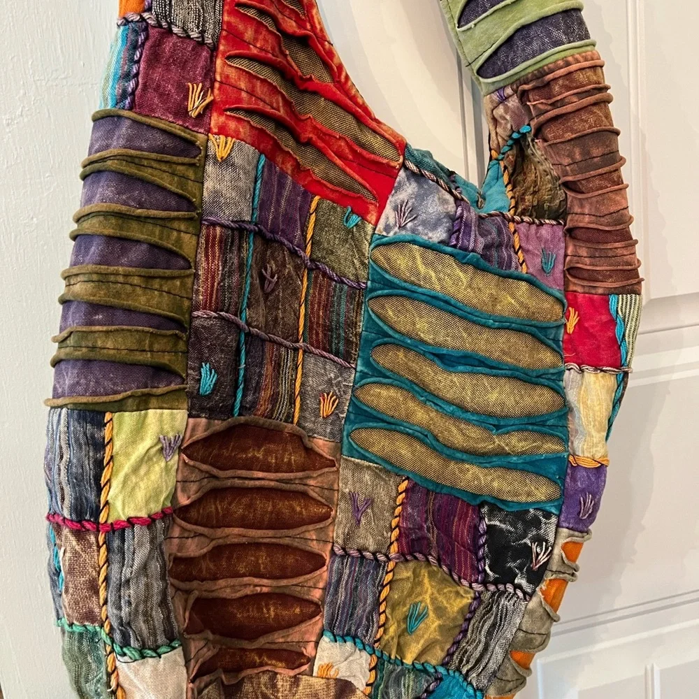 Boho Patchwork Hobo Bag Hippie Festival Crossbody Purse